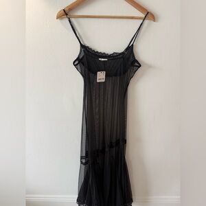 Free People Black Sheer Lace Chemise